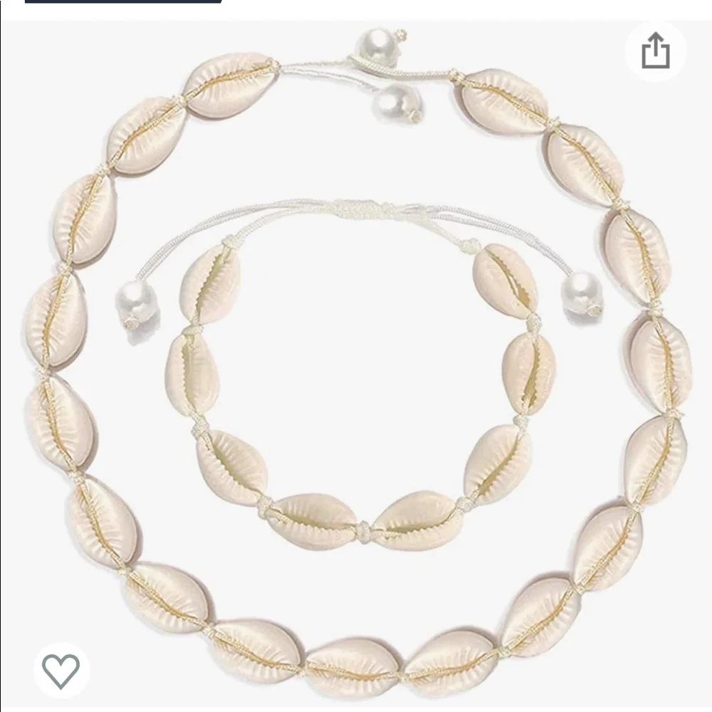 Natural Shell Necklace Bracelet Anklet Set Handmad